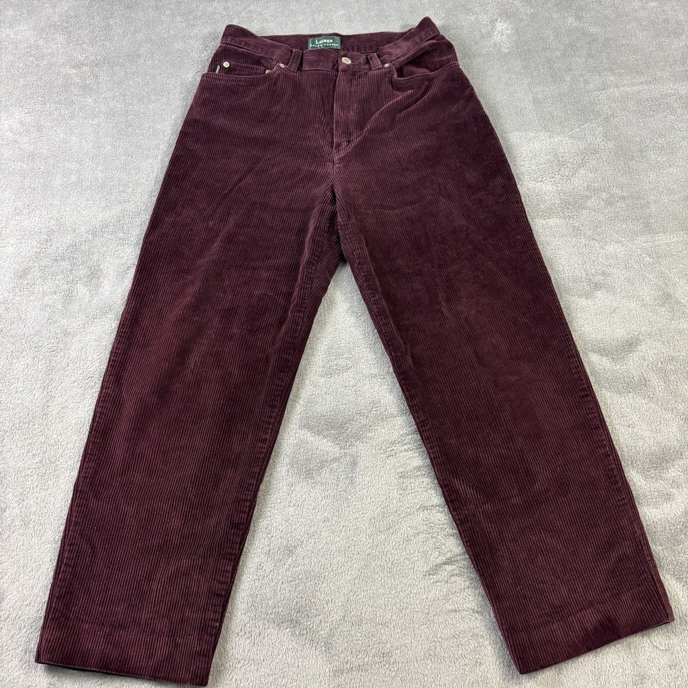 VTG‎ Lauren Ralph Lauren Corduroy Pants Womens 8 Burgundy Wide Wale Straight Leg